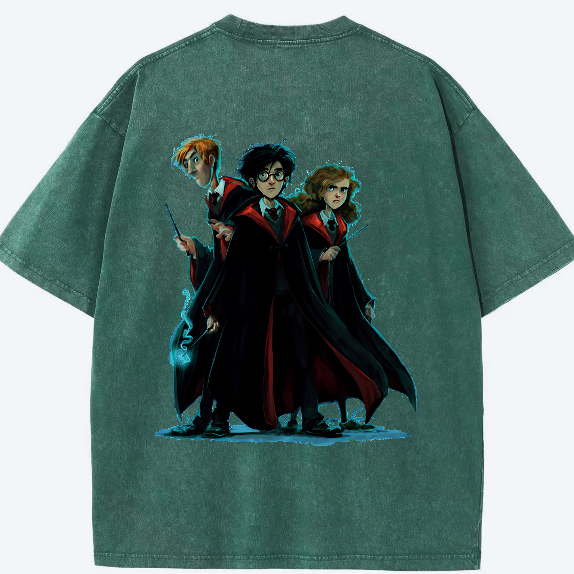 （画像用） Harry Potter ハリー・ポッターシリーズ 綿100% ヴィンテージ風 半袖Tシャツ（背面プリント）
